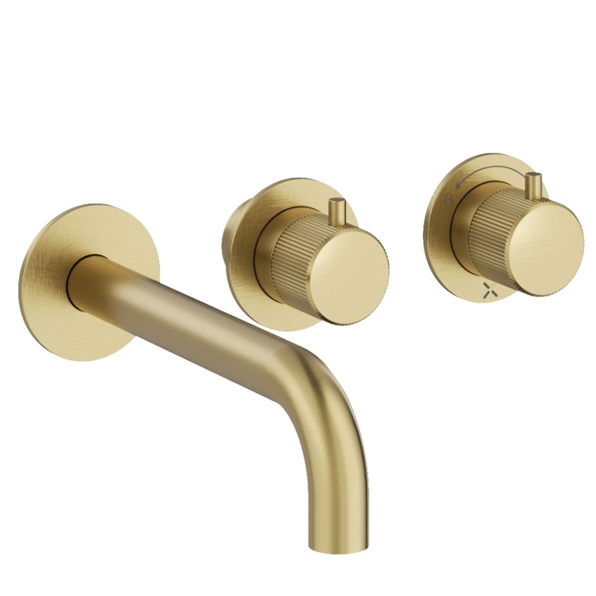 Cutout image of Crosswater Module 3ONE6 Stainless Brushed Brass Dual Outlet Shower Valve & Bath Spout